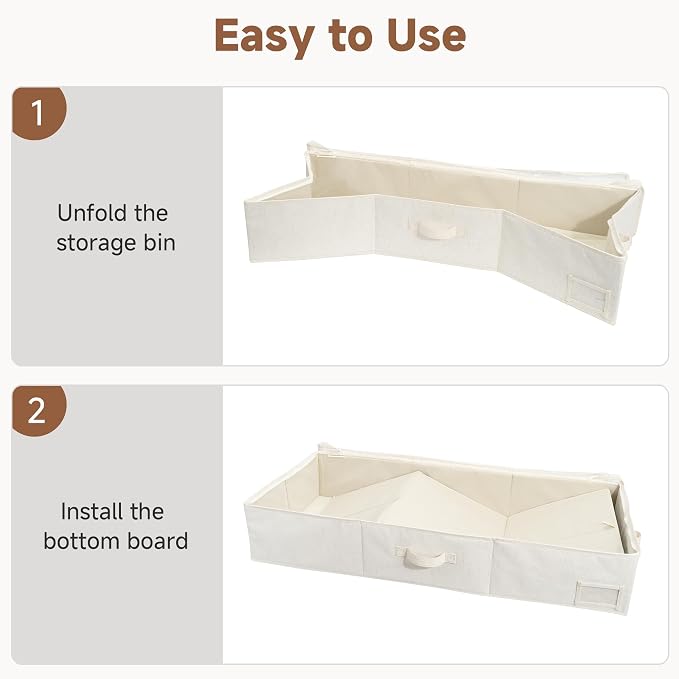 StorageWorks Under Bed Storage Containers - Extra Large Underbed Storage with Handles and Label Holder, 2 Pack Ultra-thick Fabric Underbed Bins, Closet Organizer for Clothes, Blankets, Sweater