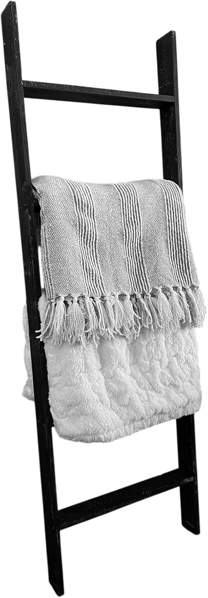 BARNWOODUSA Throw Blanket Ladder – Fully Assembled Reclaimed Wood – Rustic Decorative Ladder for Towels, Quilts, & More – Perfect Farmhouse Decor for Bathroom, Porch, or Living Room,5ft.