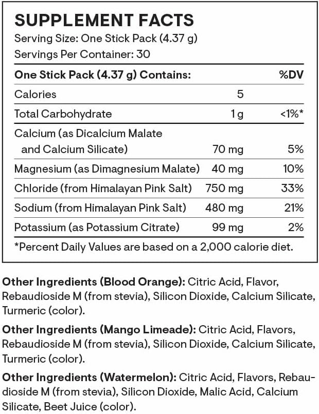 THORNE - Daily Electrolytes - Zero Sugar & Low-Calorie Electrolyte Drink Mix - Naturally Flavored & Sweetened - NSF Certified for Sport - Variety - 30 Stick Packs