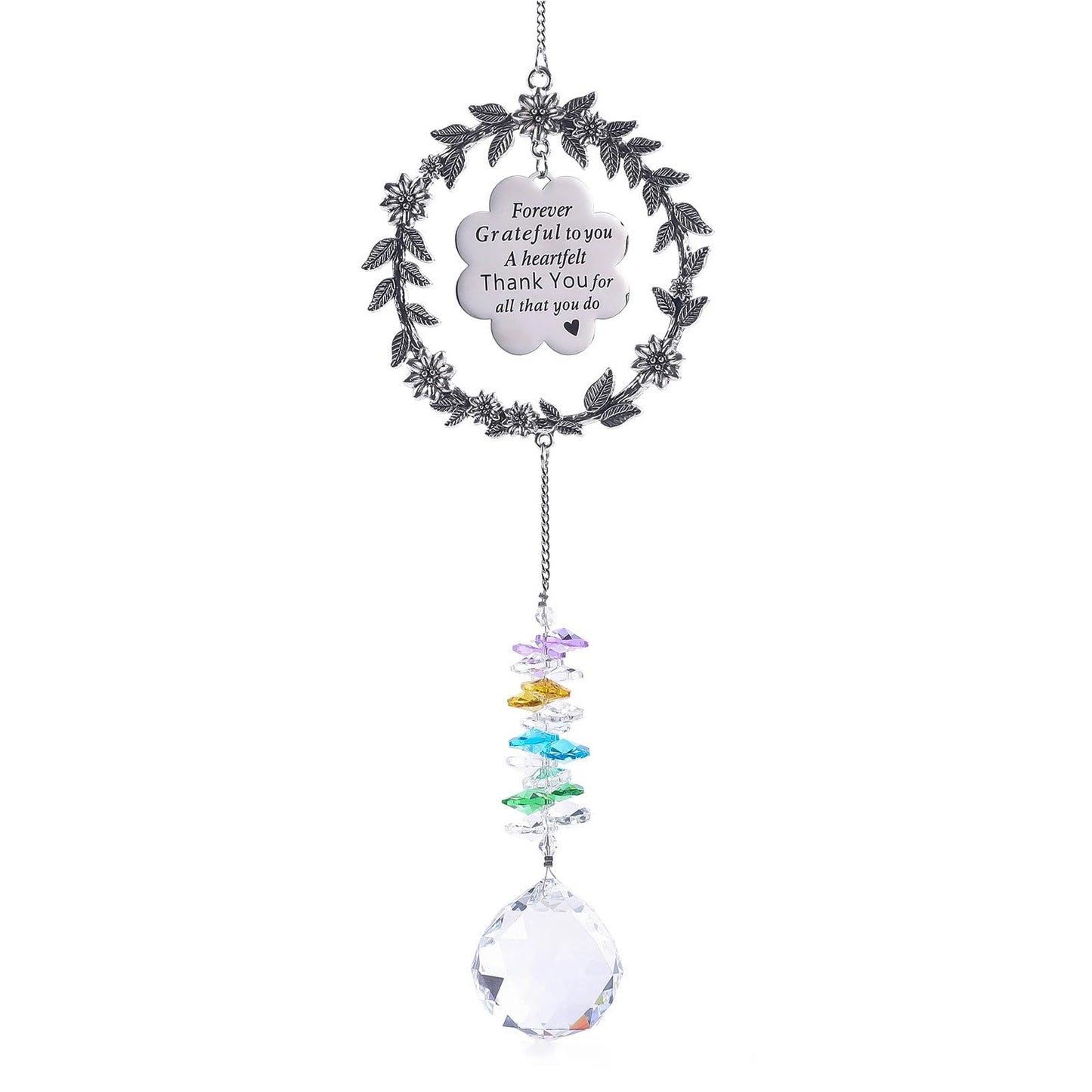 Hanging Crystal Sun Catcher, Thank You Gifts for Women, Sun Catcher Gift with Engraved Thank You Message for Window Rainbow Maker, Gratitude Gifts for Teachers, Friend, Family, Thanksgiving