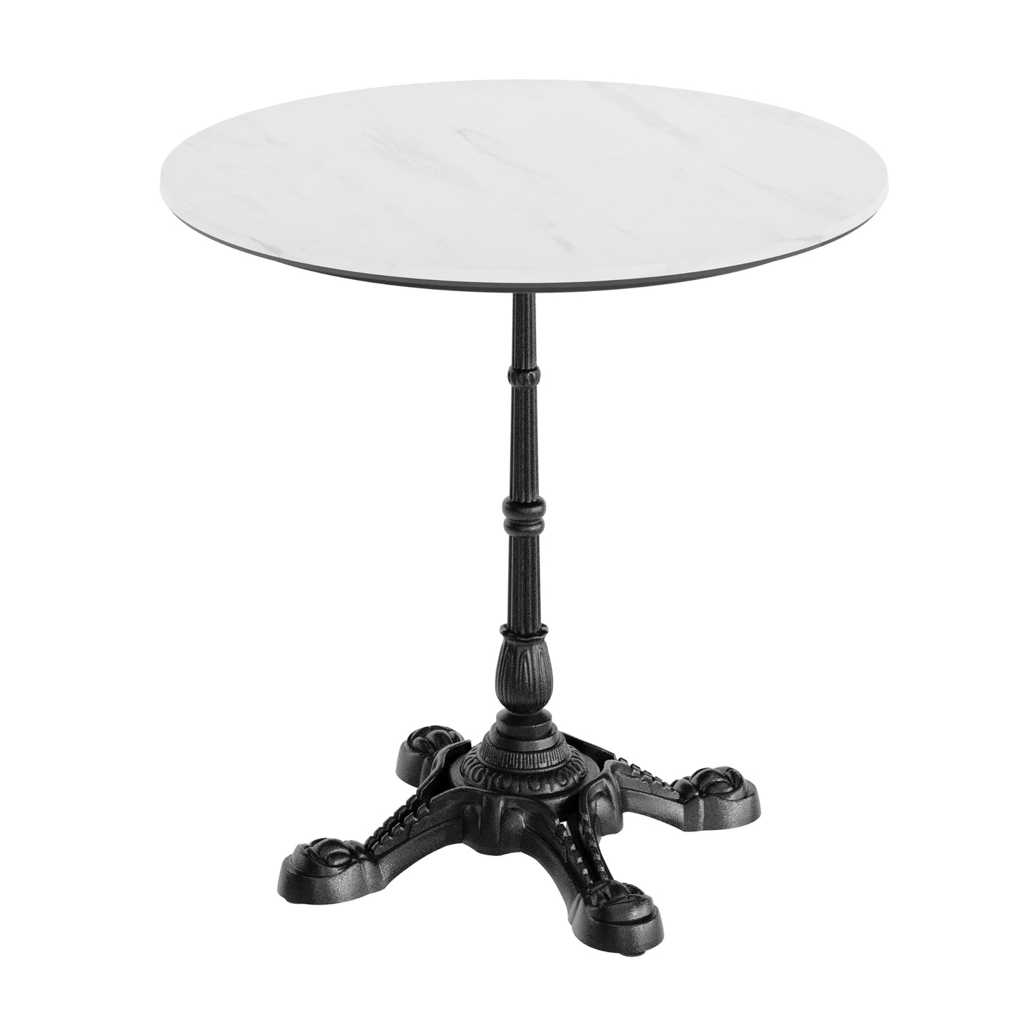 Flash Furniture Acadia 31.25" Round Indoor Outdoor White Faux Marble Tabletop with Black Bistro Base, Scratch, Heat & UV Resistant, Seamless TopGuard Top and Edge