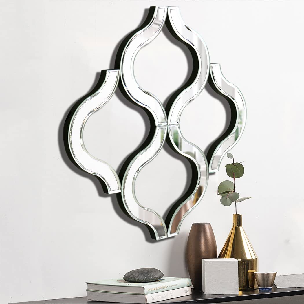 DMDFIRST Arc-Shaped Wall Mirror, Silver, 14.75'x14.75', Modern Fashion Decor, Unframed, Beveled Edge
