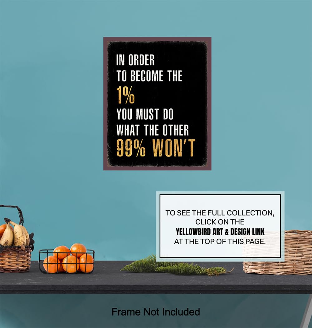 Office Inspirational Quotes Wall Art - Entrepreneur positive Sayings - Home Office Motivational Wall Art, Living room Decor for Men - Encouragement Gifts for Him - Gym Wall Decor, Man cave Accessories