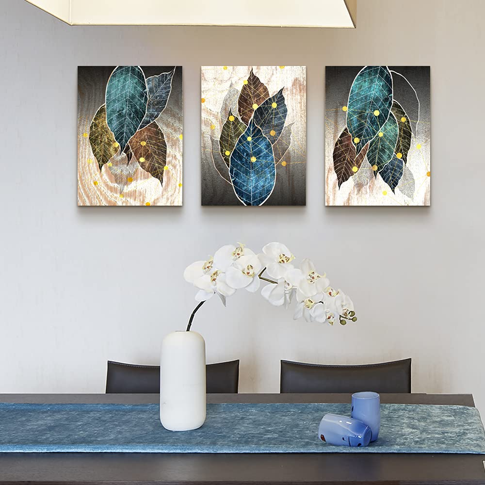 Abstract Canvas Wall Art For Living Room Family Wall Decor For Bedroom Kitchen Artwork Abstract Leaves Canvas Prints Painting Modern Office Decor Wall Pictures Bathroom Home Decor 12" X 16" 3 Piece