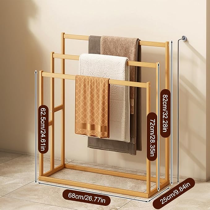 Wooden Blanket Ladder, Multi-Tier Freestanding Blanket Rack, Rustic Quilt Rack and Wood Towel Rack Stand, Farmhouse Decorative Ladder for Bathroom and Living Room, Holds Towels, Blankets, Quilts