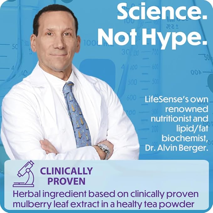 LifeSense GlucoLogic Clinically Proven Functional Tea, Next-Generation Smart Carb Blocker to help Reduce Food Hunger and Cravings, Promotes Health and Sustained Energy (90 grams/30 servings)