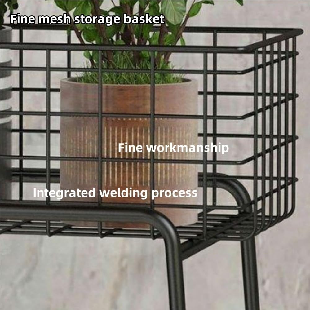 FYZPIVM 2-Piece Set Iron Flower Rack, Indoor Outdoor Plant Stand, Balcony Succulent Storage Shelf, Metal Bookshelf Snack Organizer, Garden and Home Decor Display Rack(Black)