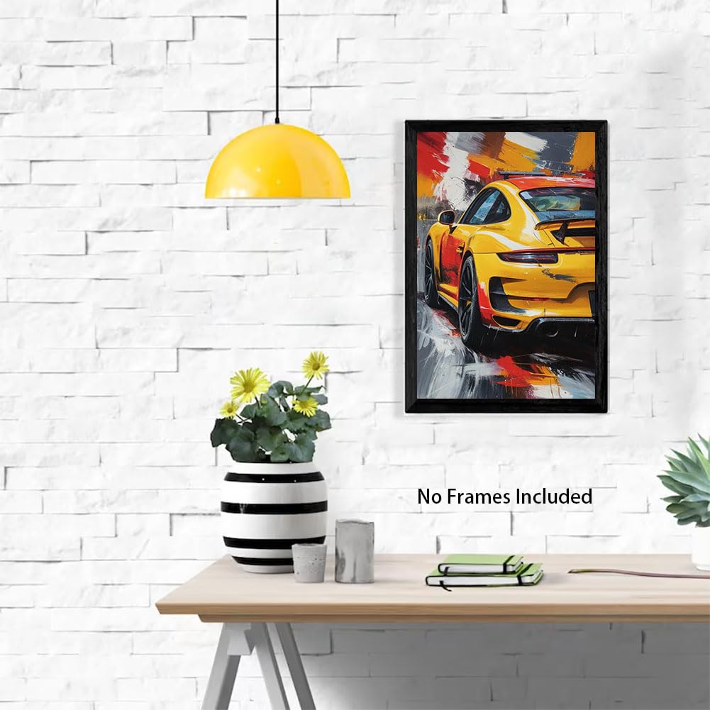 TOCDGOO Graffiti Sports Car Wall Art, Modern Abstract Supercar Art Canvas Print, Automotive Wall Decor, 16x24 inch Unframed