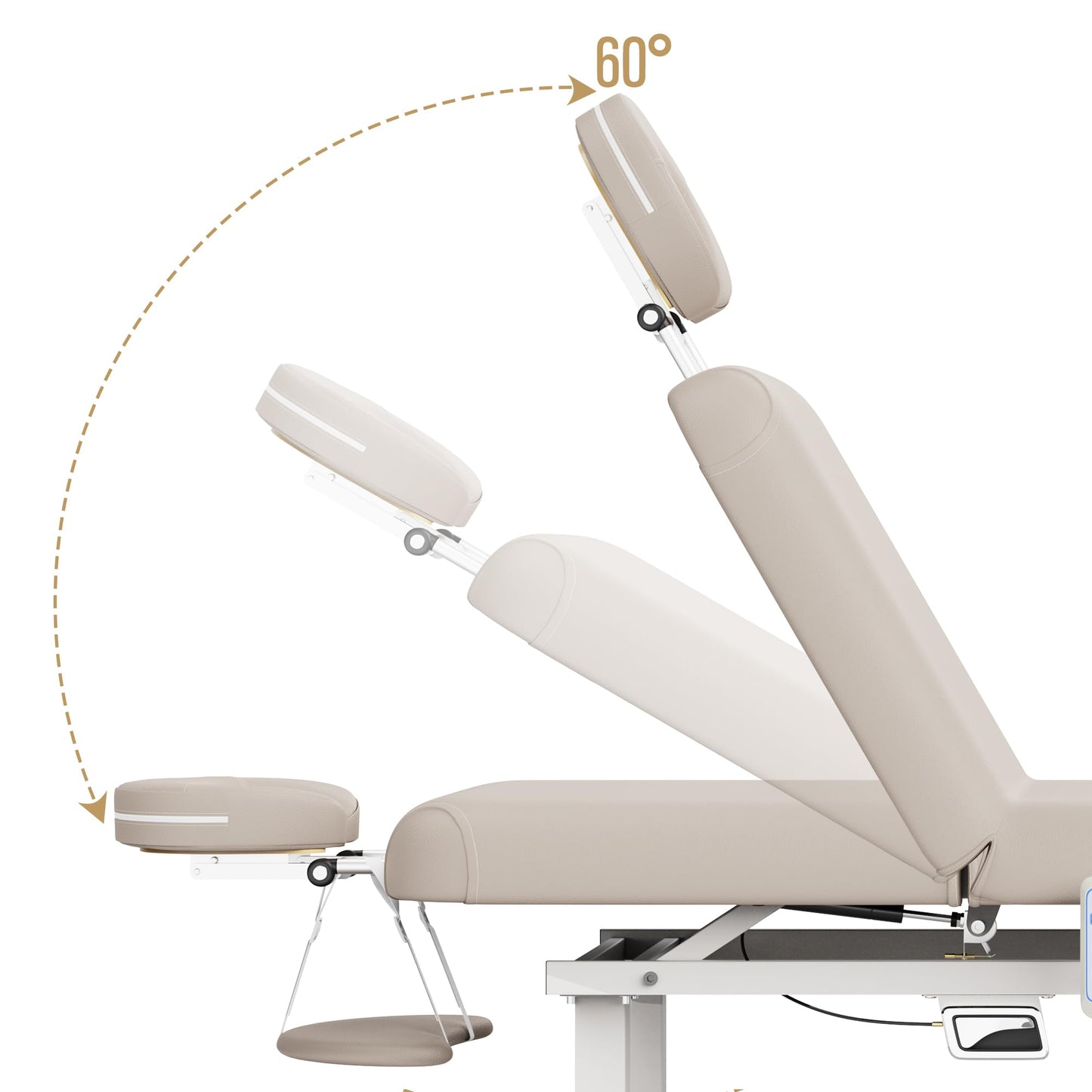 Dolonm 30 Wide x 75 Long Heavy Duty Electric Stationary Massage Table with Backrest Adjustable and Storage Space for Treatment/Medical Spa/Facial/Beauty/Massage Bed and More - Beige Gray