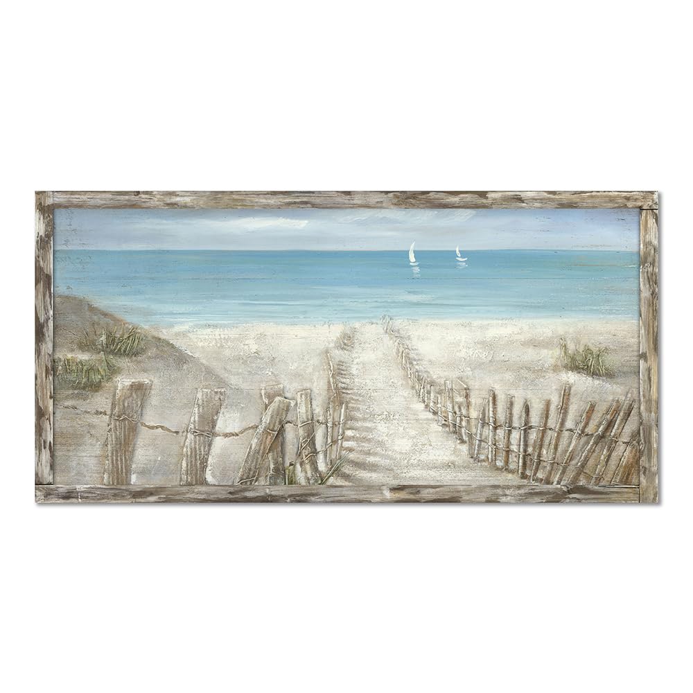 Beach Canvas Print Artwork Coastal Ocean Blue Abstract Seascape Picture Wall Art Painting for Bathroom Office Bedroom(40"*20")