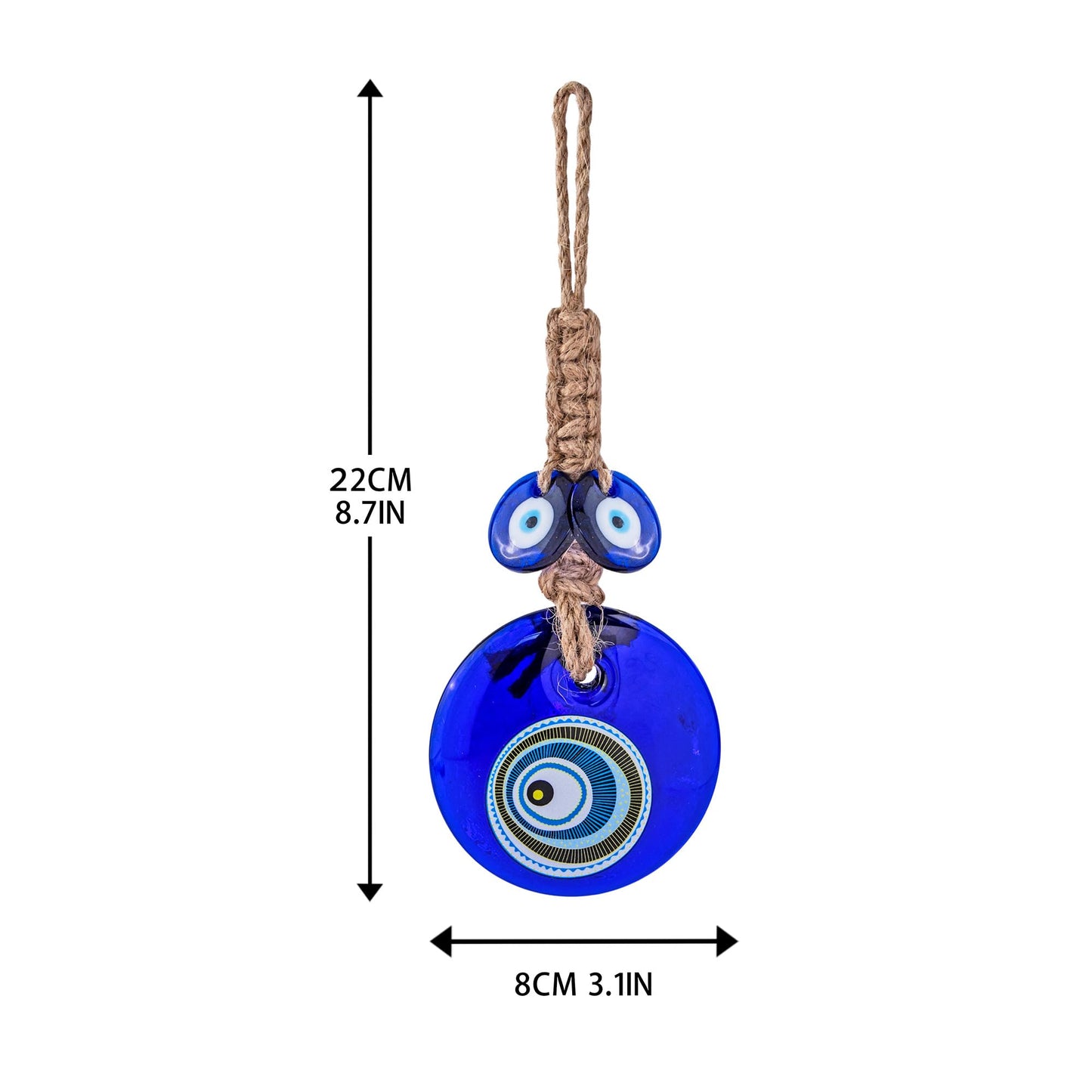 3.1'' Large Glass Evil Eye Amulet Turkish Nazar Bead Home Protection Charm Wall Hanging Ornament for Christmas Tree