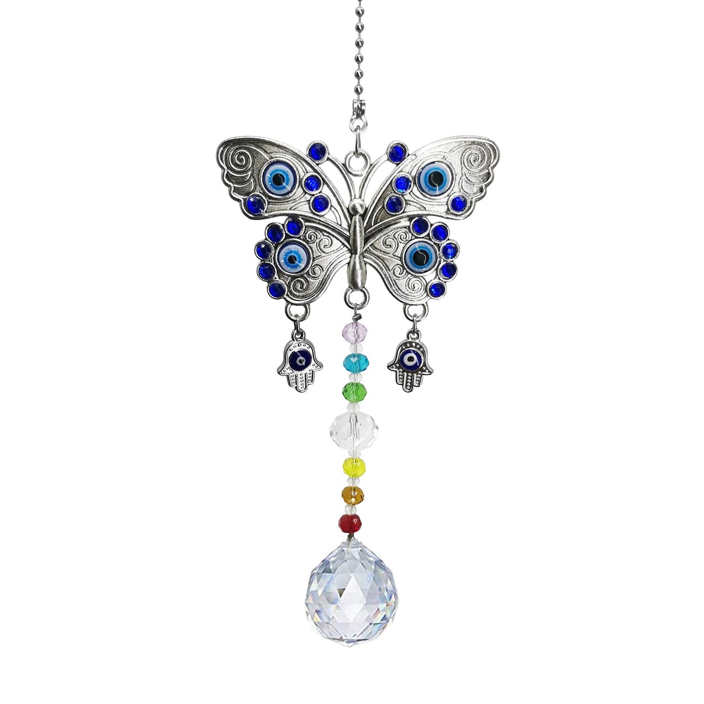 Persofine Window Hanging Suncatcher with Crystal,Blue Butterfly Garden Hanging Rainbow Maker Ornament (Butterfly)