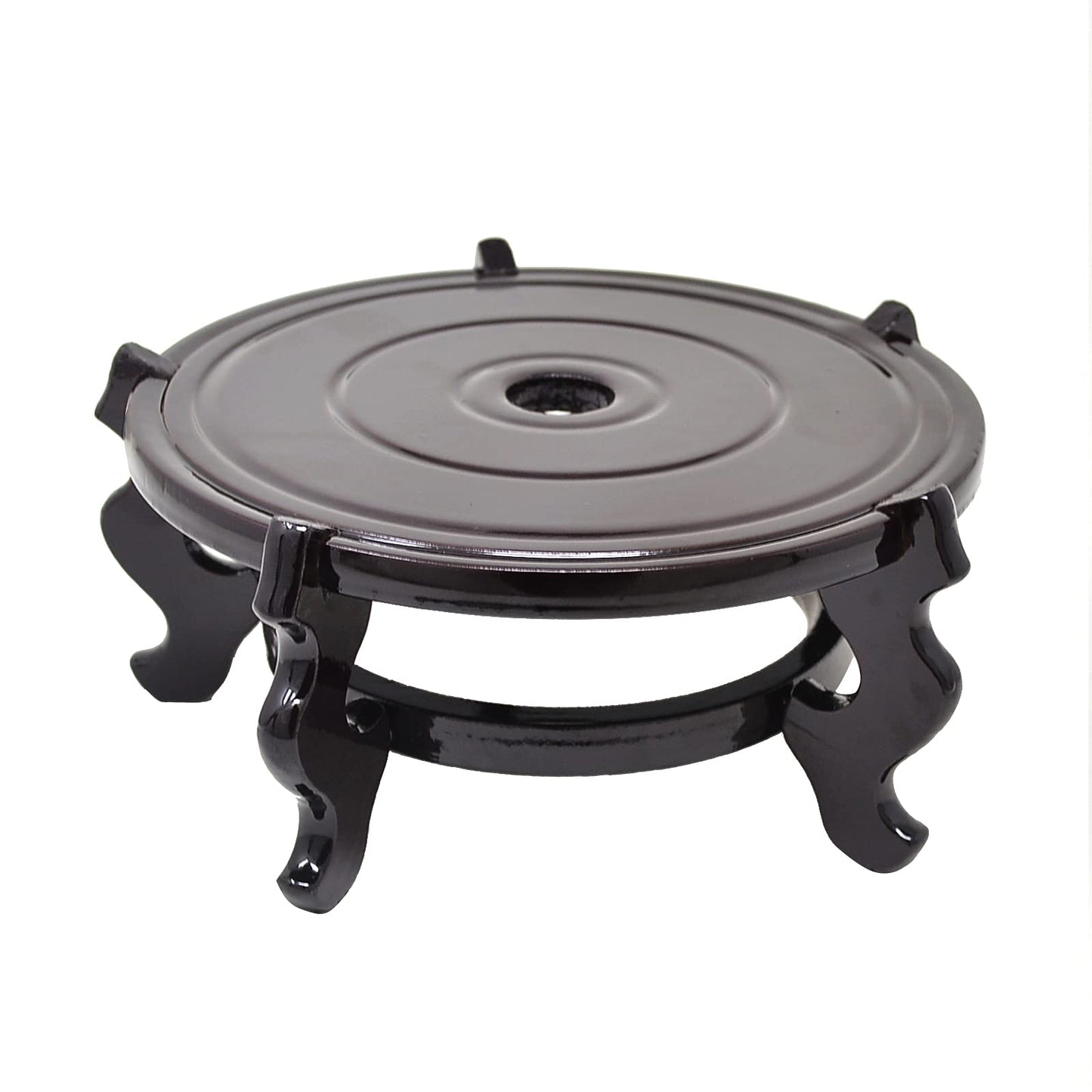 Feng Shui Chinese Wooden Fishbowl Planter Display Stand (12 Inch)