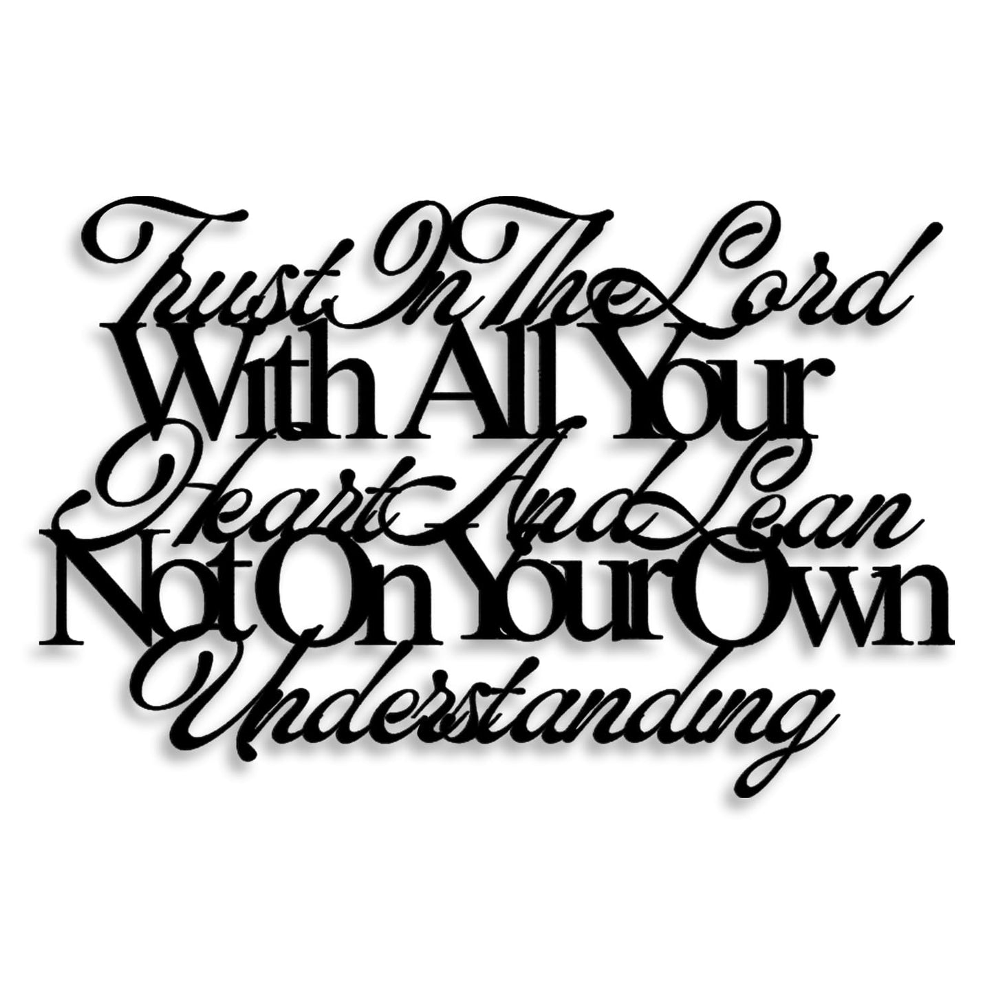 Proverbs 3:5-6 Trust In The Lord With All Your Heart Metal Wall Decor - House Decor Christian Religious Scripture Black Wall Art Inspirational Motivational Home Decor for Living Room, Bedroom, Dining Room (Black)