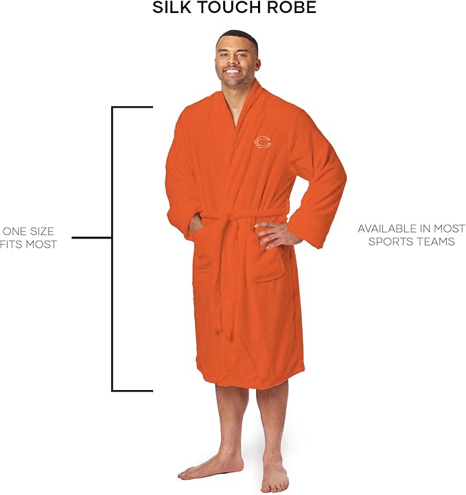 NFL Adult Unisex Silk Touch Bathrobe, Officially Licensed Loungewear, Soft Plush Polyester