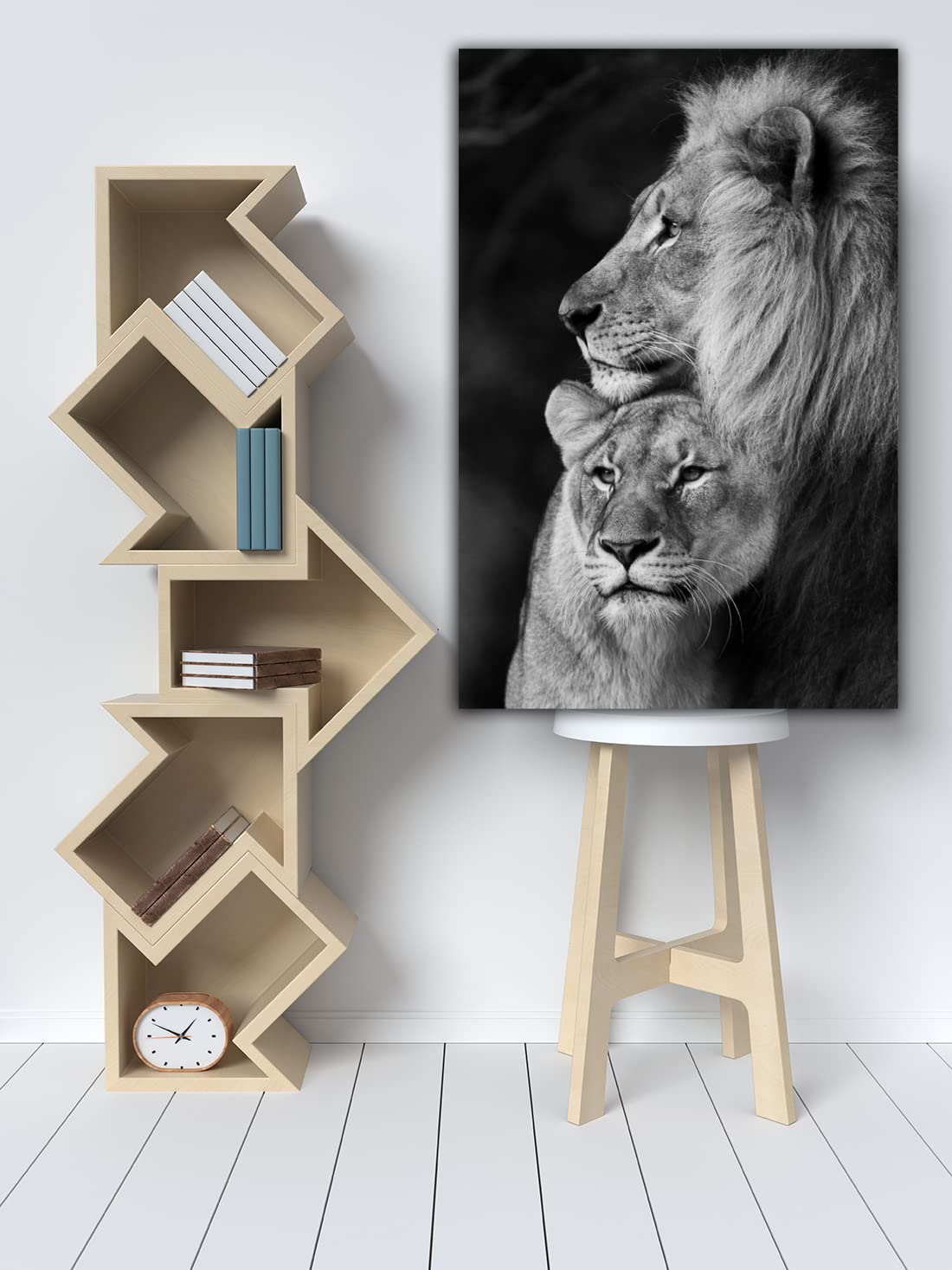 RAOMAAE Lion and Lioness Hug Poster Black and White Animal Lion Wall Art Picture Print Canvas Painting Modern Home Living Room Decor Poster (40x60cm-No Frame)