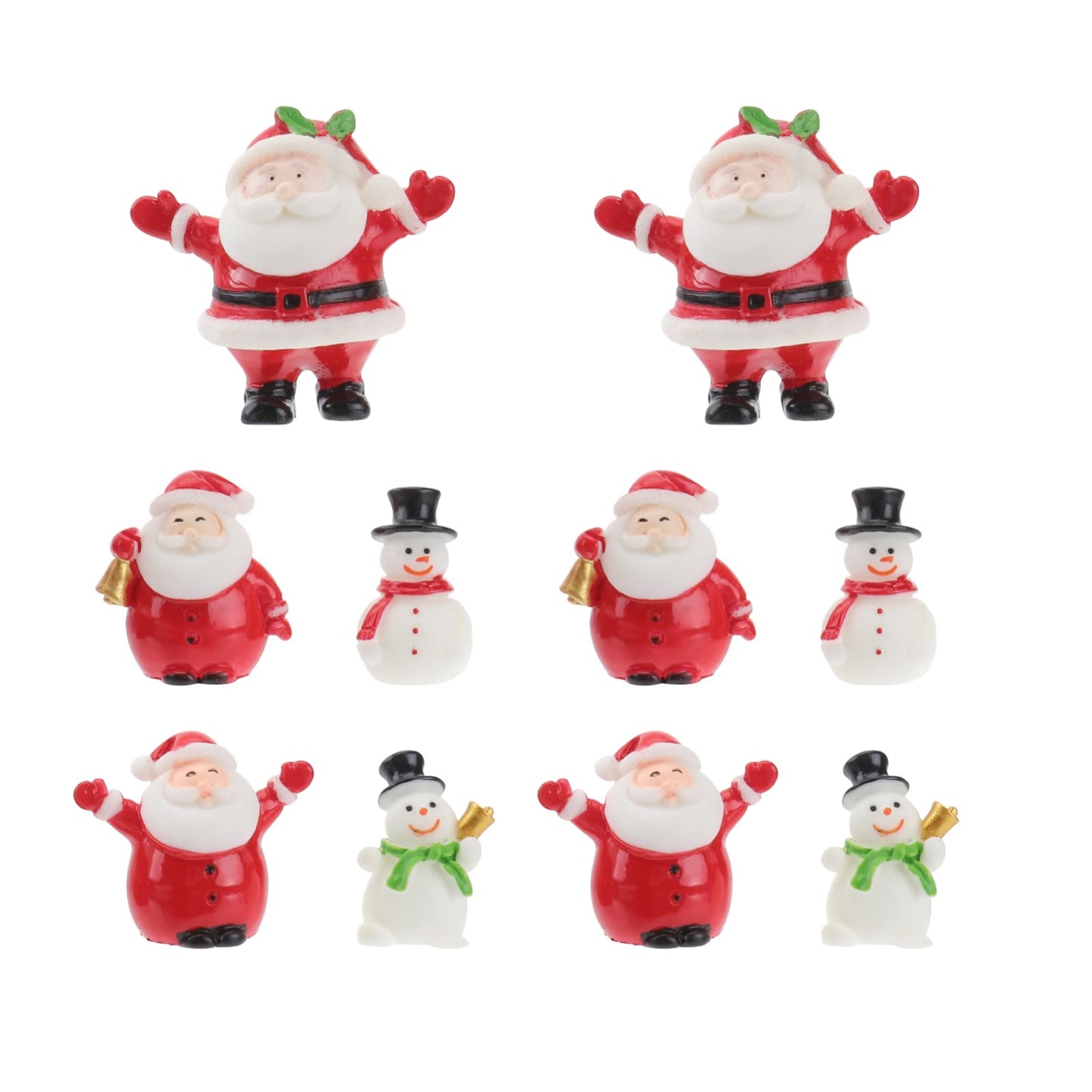 Happyyami 10 Pcs Santa Claus Resin Miniature Ornaments, Christmas Desktop Decorations for Home Office, for Holiday Decor and Children