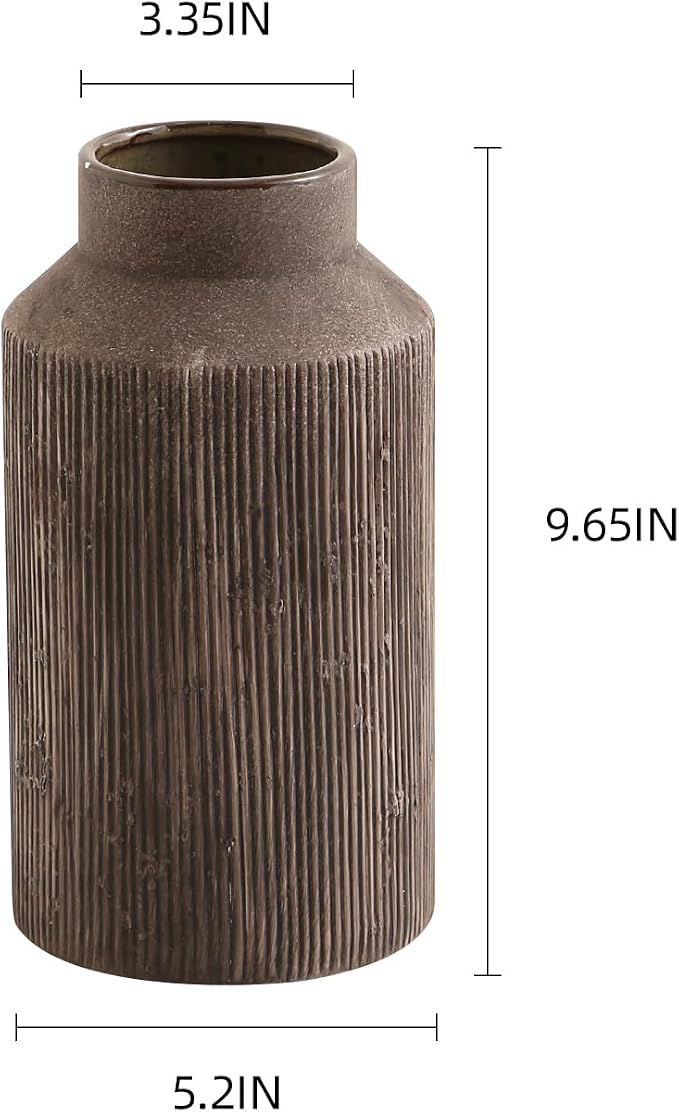 Rustic Vases for Home Decor. Ceramic Vase for Dining Table Decor. Terracotta Decorative Vase 9.7IN. ZSHLXM