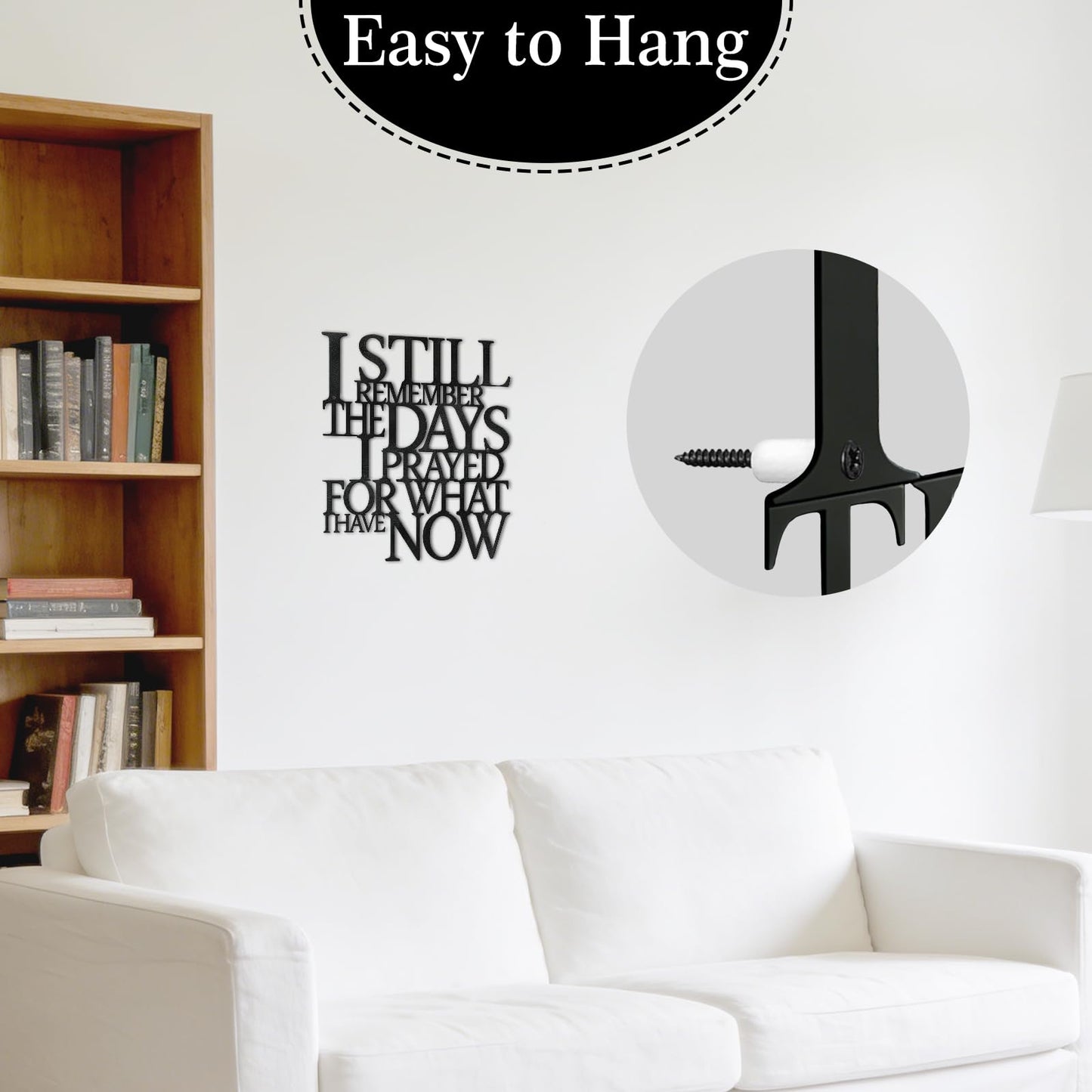 Motivational Black Metal Wall Art Home Office Decor Inspirational Living Room Wall Decor for Bedroom,I Still Remember The Days I Prayed What I Have Now,Encouragement House Warming Gift for Women Men