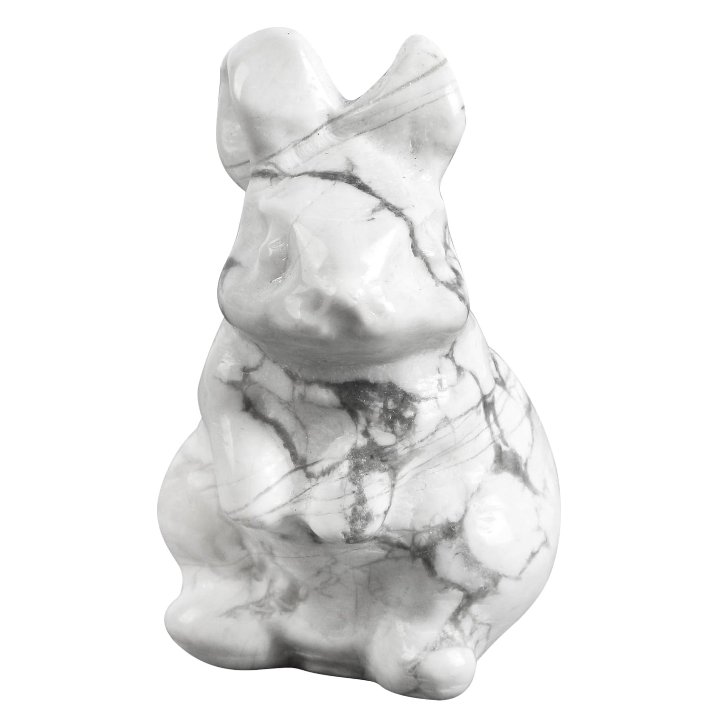 Loveliome Crystal Mini Rabbit Figurine, 1.5 Inch Bunny Sculpture Statue Gemstone Animal for Home Décor or Collectibles, White Howlite Turquoise