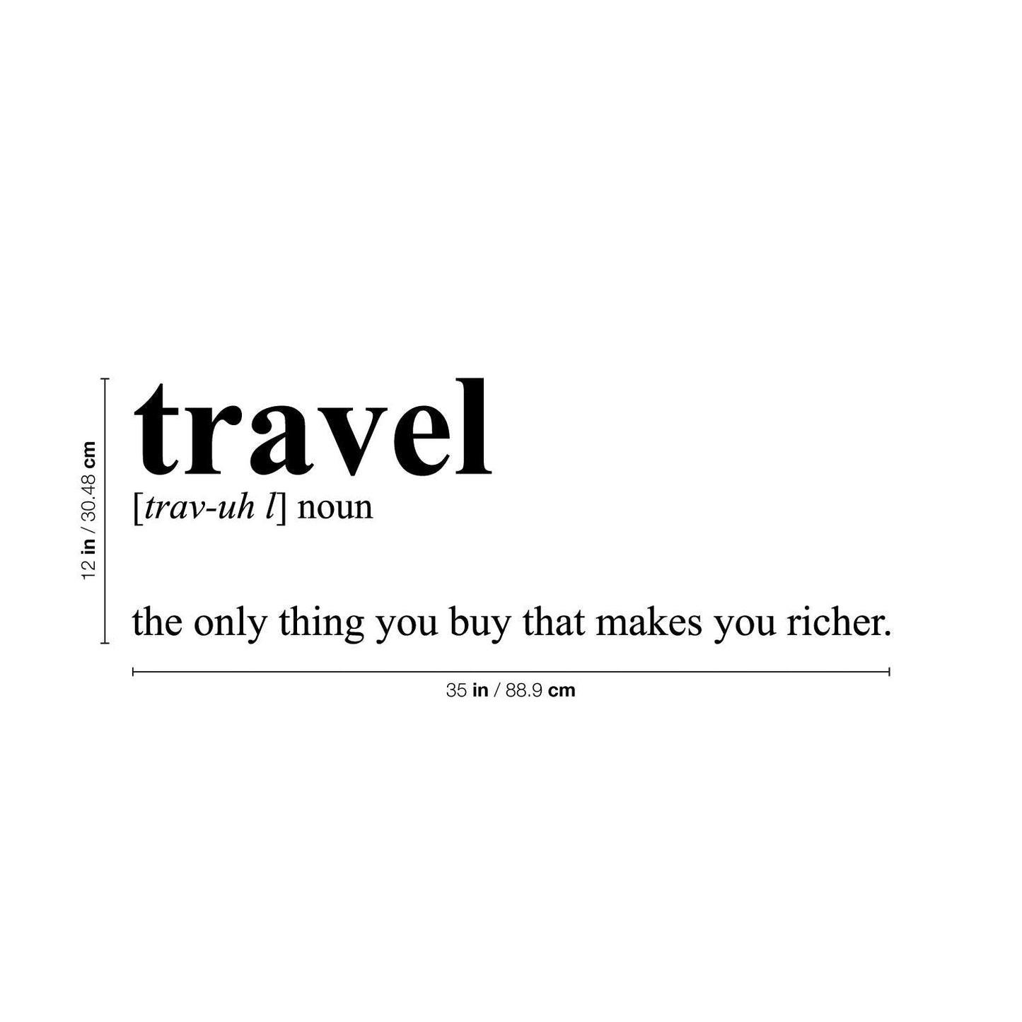 Vinyl Wall Art Decal - Travel Definition - 12" x 35" - Modern Inspirational Traveling Vacations Quote for Home Bedroom Office Workplace Travel Agency Decoration Sticker (Black)