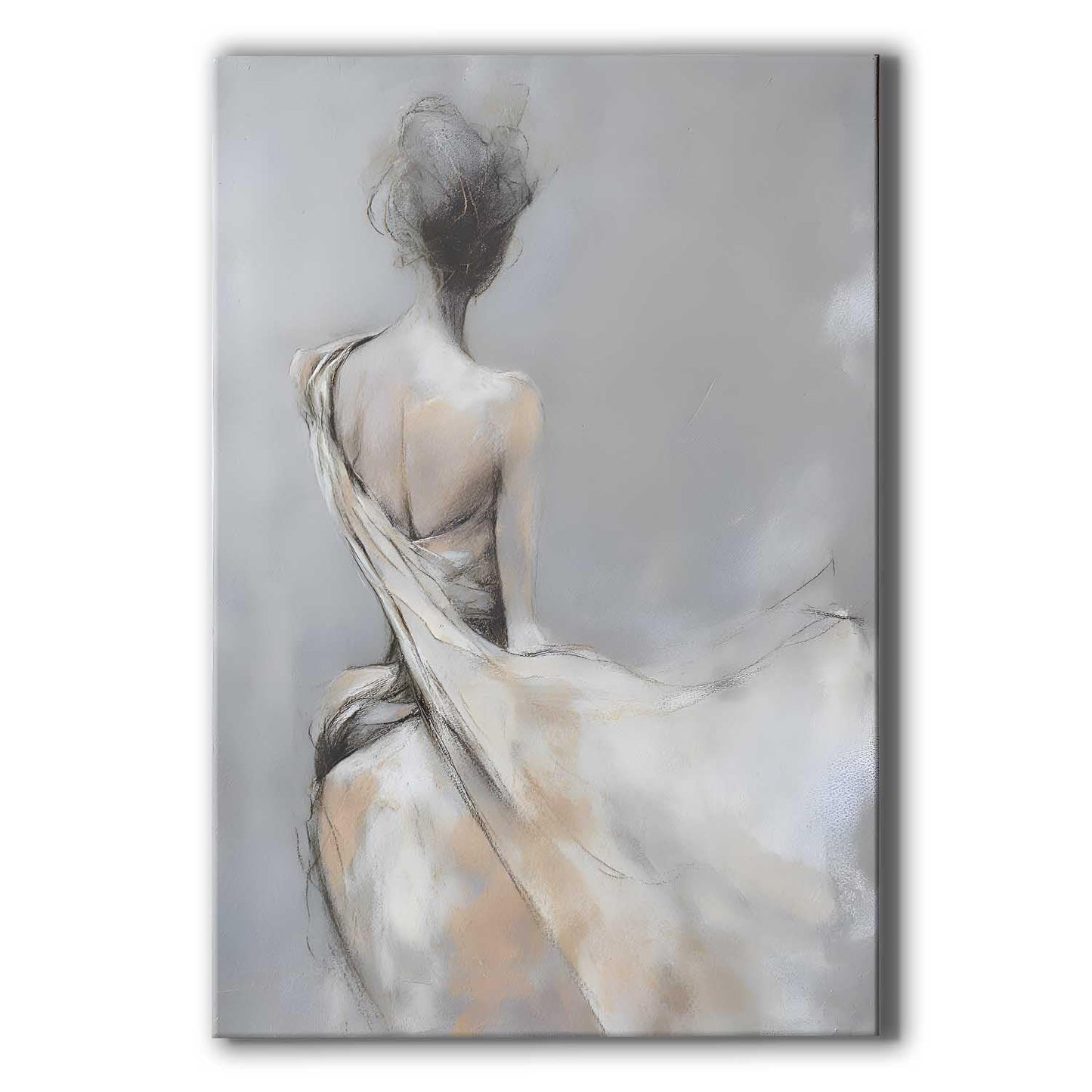 BACKYMRJCART Abstract Woman Silhouette Canvas Wall Art Grey Abstract Painting Lady Art Print Bathroom Wall Decor for Modern Living Room Office Woman Silhouette Painting 16x24in Unframed