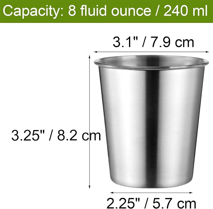 Tosnail 8 Pack 8 oz Stainless Steel Cups, Small Metal Cups, Unbreakable Drinking Glasses, Water Tumblers