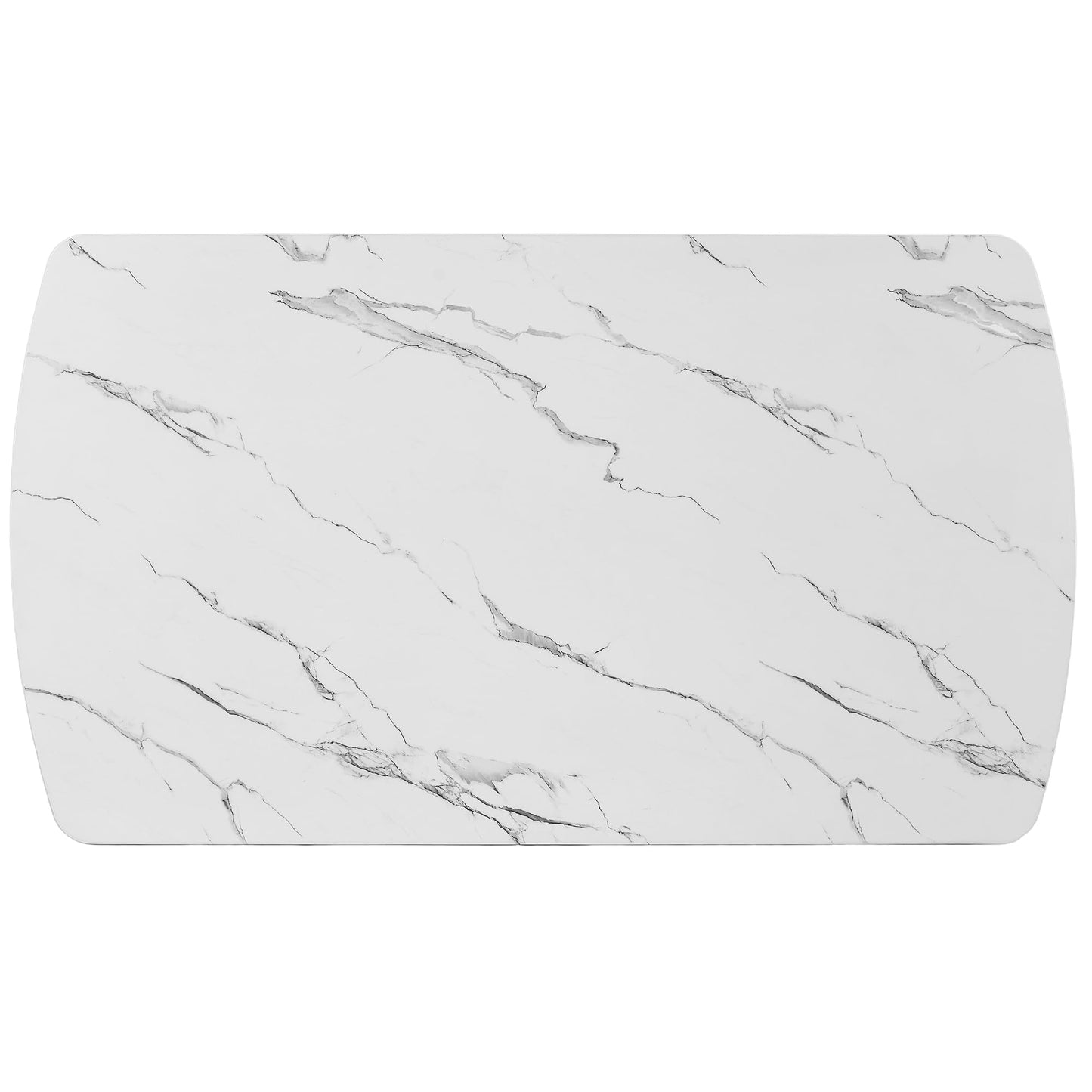 63" Faux Marble Dining Table for 6-8, Rectangular Kitchen Table with Unique Base, MDF Marble Look Top with Rubber Wood Legs, Sturdy Modern Dining Room Table for Home Kitchen, Black & White