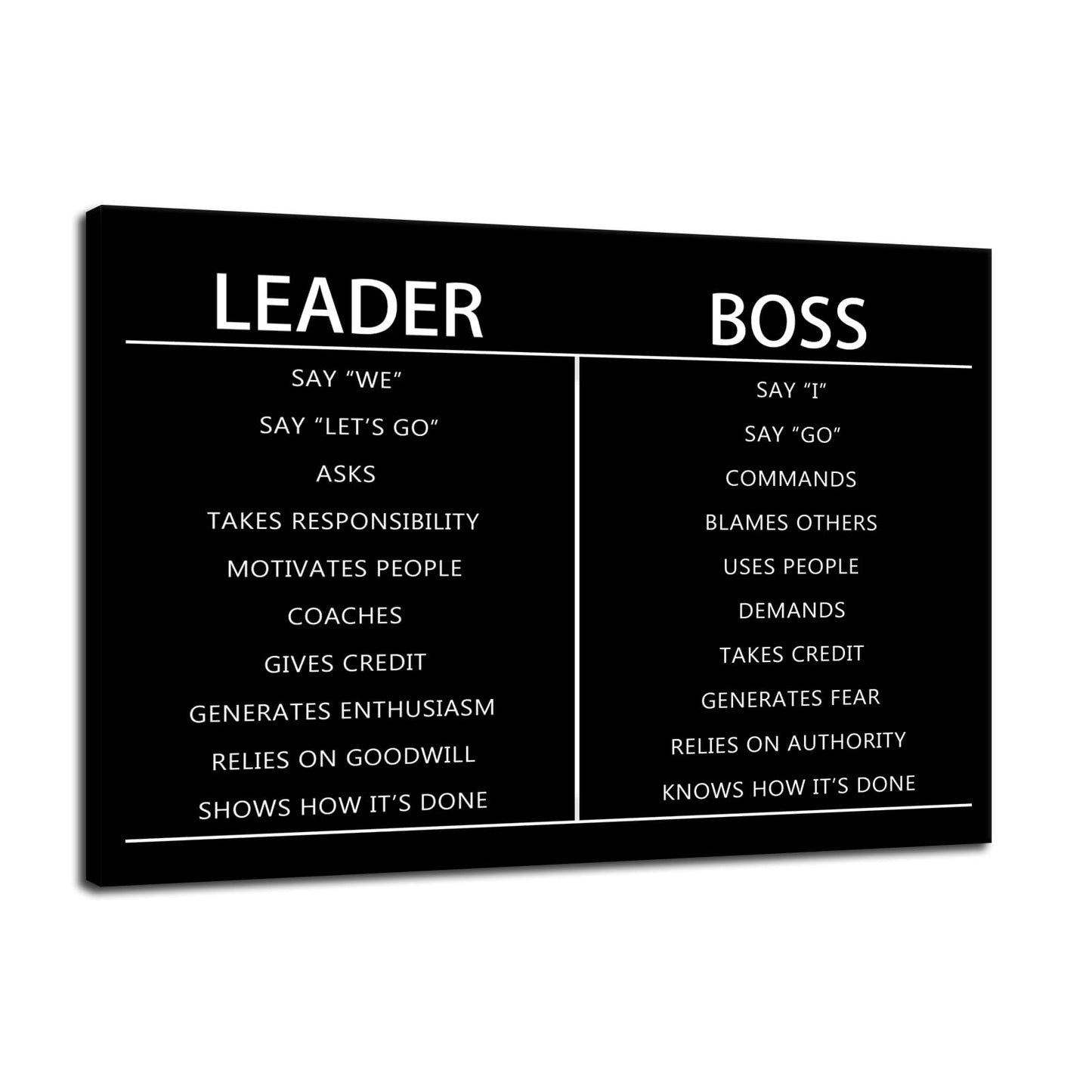 Modern Inspirational Quotes Entrepreneur Leader and Boss Motivational Wall Art Inspirational Canvas Artwork Affirmation Inspiring Quote Painting Easy to Hang for Home Office Decor [18''W x 12''H]