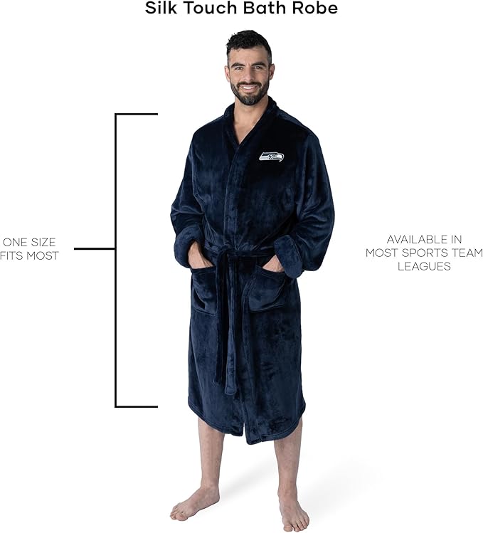 NFL Adult Unisex Silk Touch Bathrobe, Officially Licensed Loungewear, Soft Plush Polyester