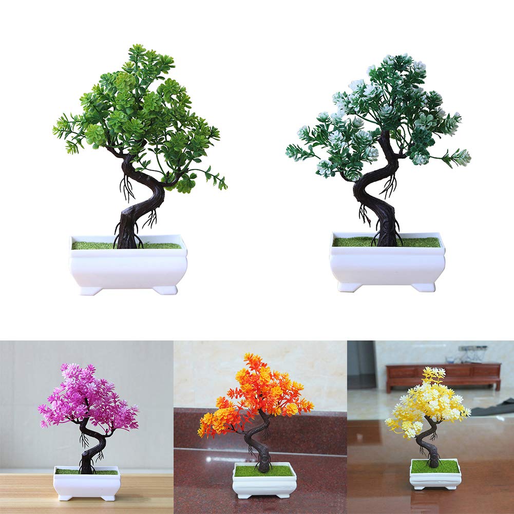 LAPUTA Decorative Faux Plants Artificial Potted Tree Bonsai Simulation Plant Home Decor Table Centerpieces Desk Ornament Pink