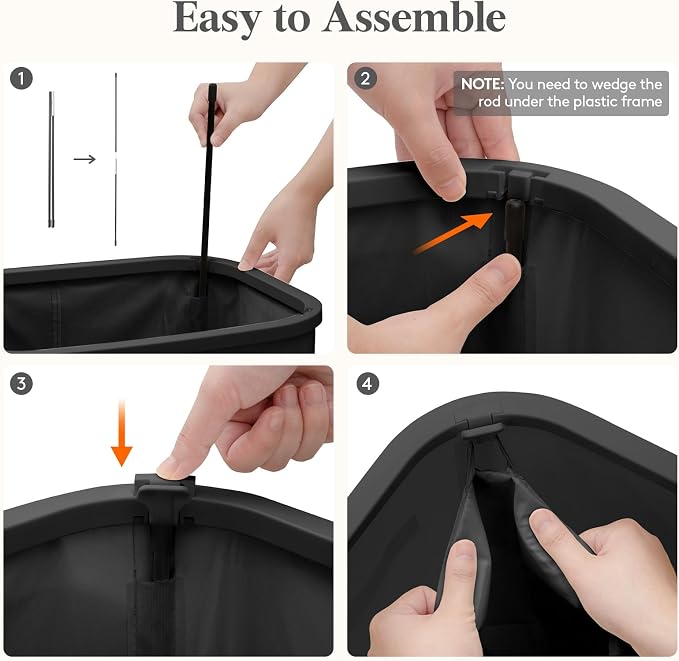 Lifewit Slim Laundry Basket with Lid, Narrow Large Laundry Hamper with Plastic Handles and Removable Bag, Tall Foldable Dirty Clothes Hampers for Laundry Room, Bedroom, Bathroom, Dorm, 75L Black