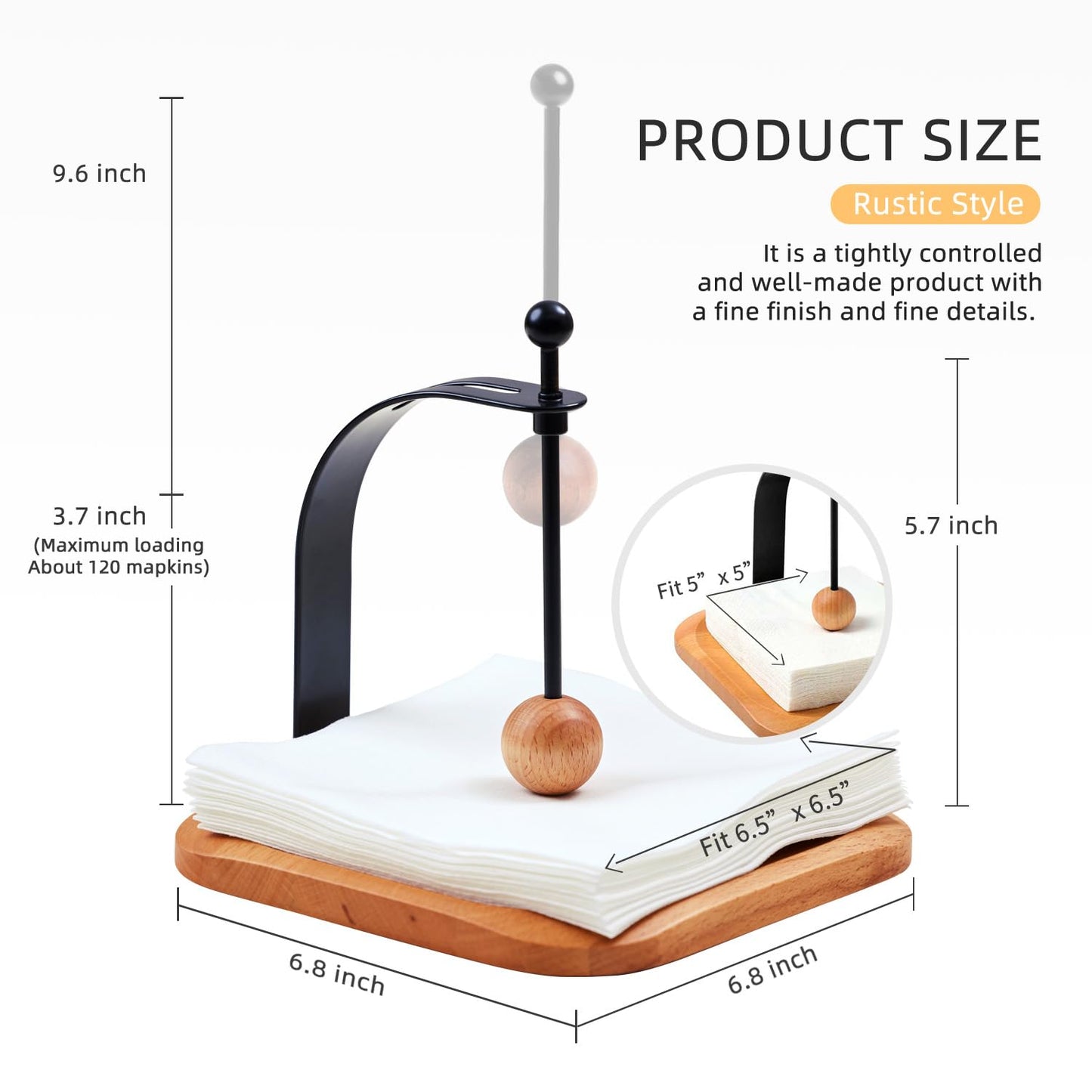 Celestree North American Beech Napkin Holder for Table - Nordic Style Wooden Cocktail Napkin Holder Fits 5-7" Napkins - Windproof Dispenser for Kitchen, Coffee Bar, Cocktail Bar (Gift Idea)