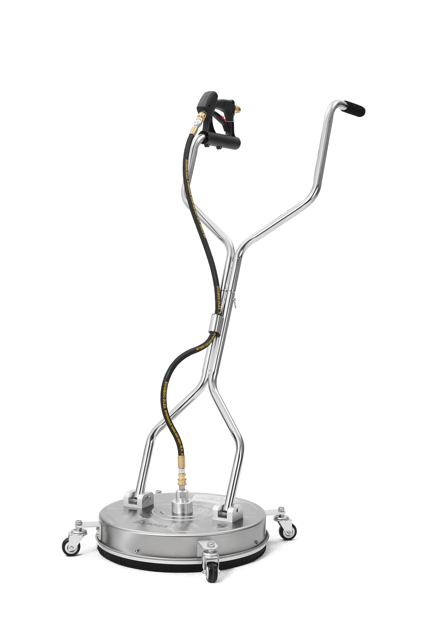Dapper Supply 18 in. Pressure Washer Surface Cleaner in Stainless Steel w/Handles & Wheels, 4350 Max PSI, 3/8" Connector & 2 Adapters Ideal for Driveways, Sidewalks, Patios, Decks