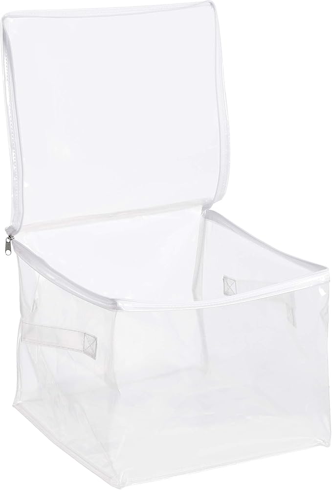 Amazon Basics Clear Zippered Storage Bags for Closet Organization, Stackable Clothing and Linen Storage Containers, 6-Pack