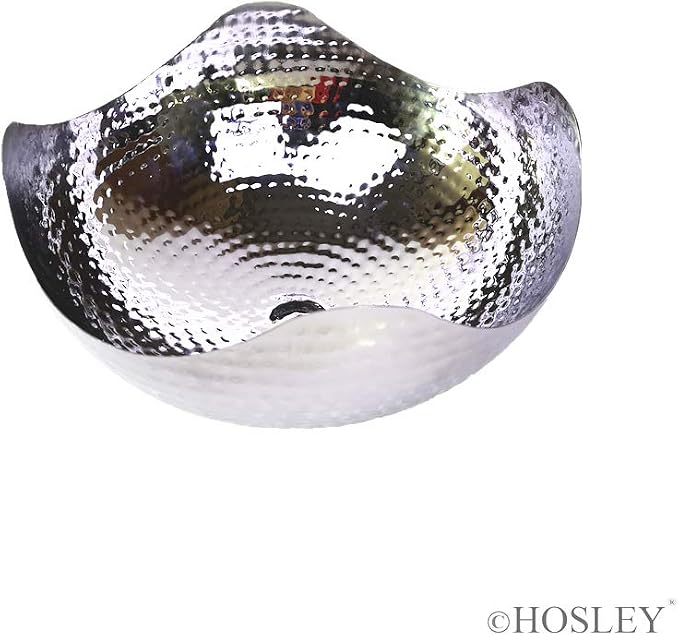Hosley 10" Long Silver Finish Metal Bowl Modern Elegance for Serving and Decor Contemporary Accent for Stylish Homes Sophisticated