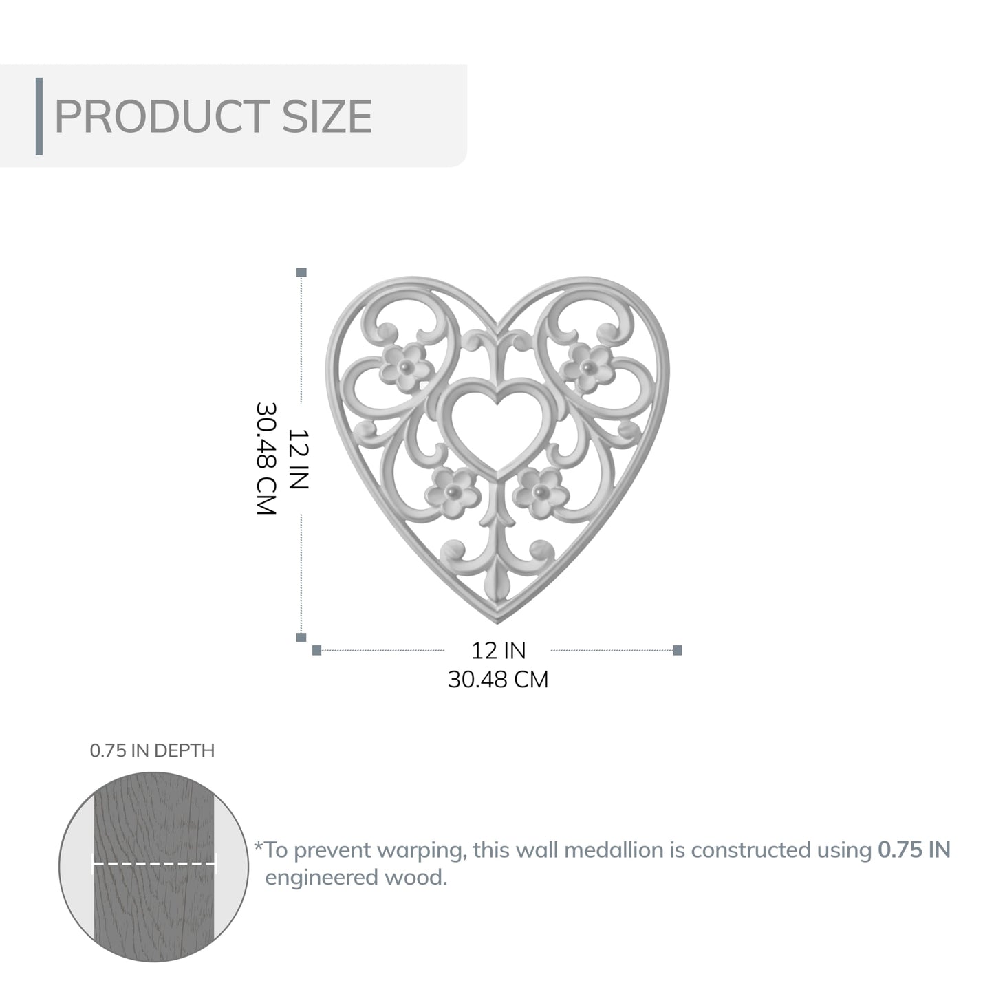 JFY Designs Wall Medallion - Wooden Wall Decor, Hand Carved & Embossed Decorative Wall Sculpture, Boho Farmhouse Wall Art, Perfect for Home, Office or any Living Space - Heart