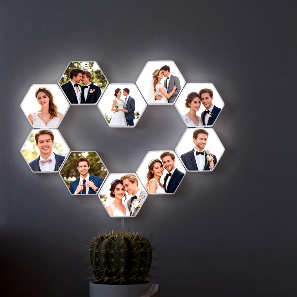 Custom Picture LED Lights for Wall–USB Powered,Touch-Activated Installation,Ideal for Weddings,Birthdays,Family,Bar,Party,Gaming Room/Wall Art. Beautiful Gift for Lovers, Spouses, Friends, Set of 10
