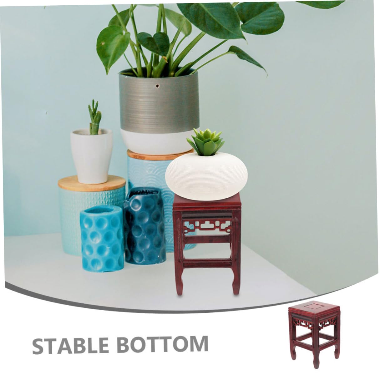 Gadpiparty Wooden Plant Stand Mid-century Modern Display Pedestal for Indoor Flower Pots Wood Planter Rack Stylish Decor Holder for Succulents and Small Plants