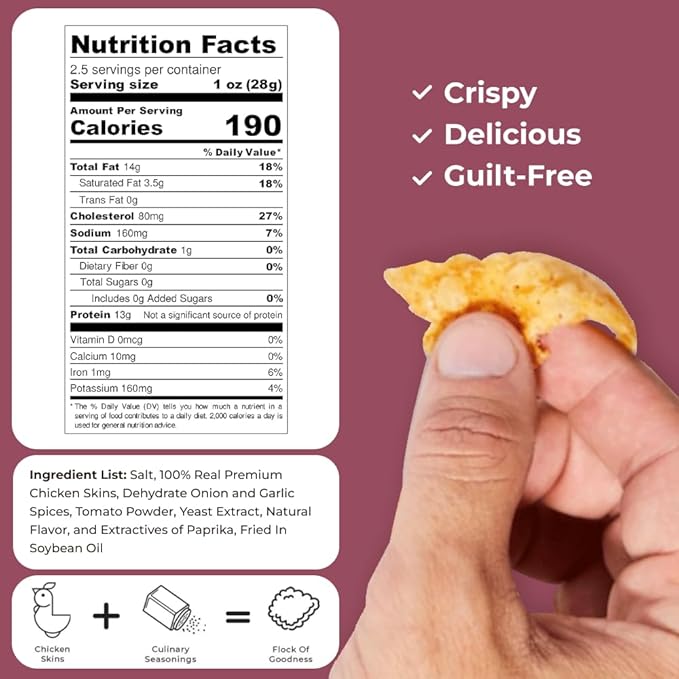Flock Keto Chicken Skin Chips | Terry Black's BBQ Flavor | Low Carb, High Protein, Sugar Free, Gluten Free Fried Chicken Skins for People | (2.5oz) 4-Pack Crispy Flock Chips