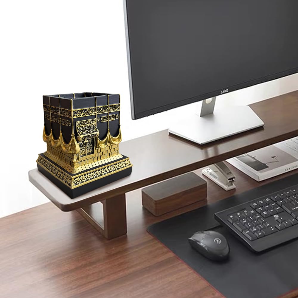 Will Art Museum Islamic Kaba Replice Model, Muslim Turkish Home Table Decorations Perfect Islamic Ramadan Showpiece Eid Gifts Bookend Gold Plated Traditional Home Table Fireplace Decor