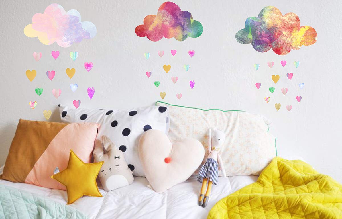 Cloud Wall Decals Heart Wall Decals Removable Peel and Stick Nursery Decal Baby Kids Room Decor
