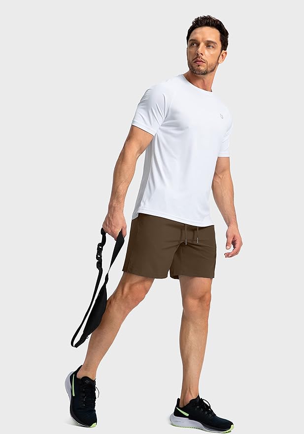 Men's Running Shorts with Zipper Pockets 9 Inch/ 7 Inch / 5 Inch Lightweight Quick Dry Gym Workout Athletic Shorts for Men(7inch)