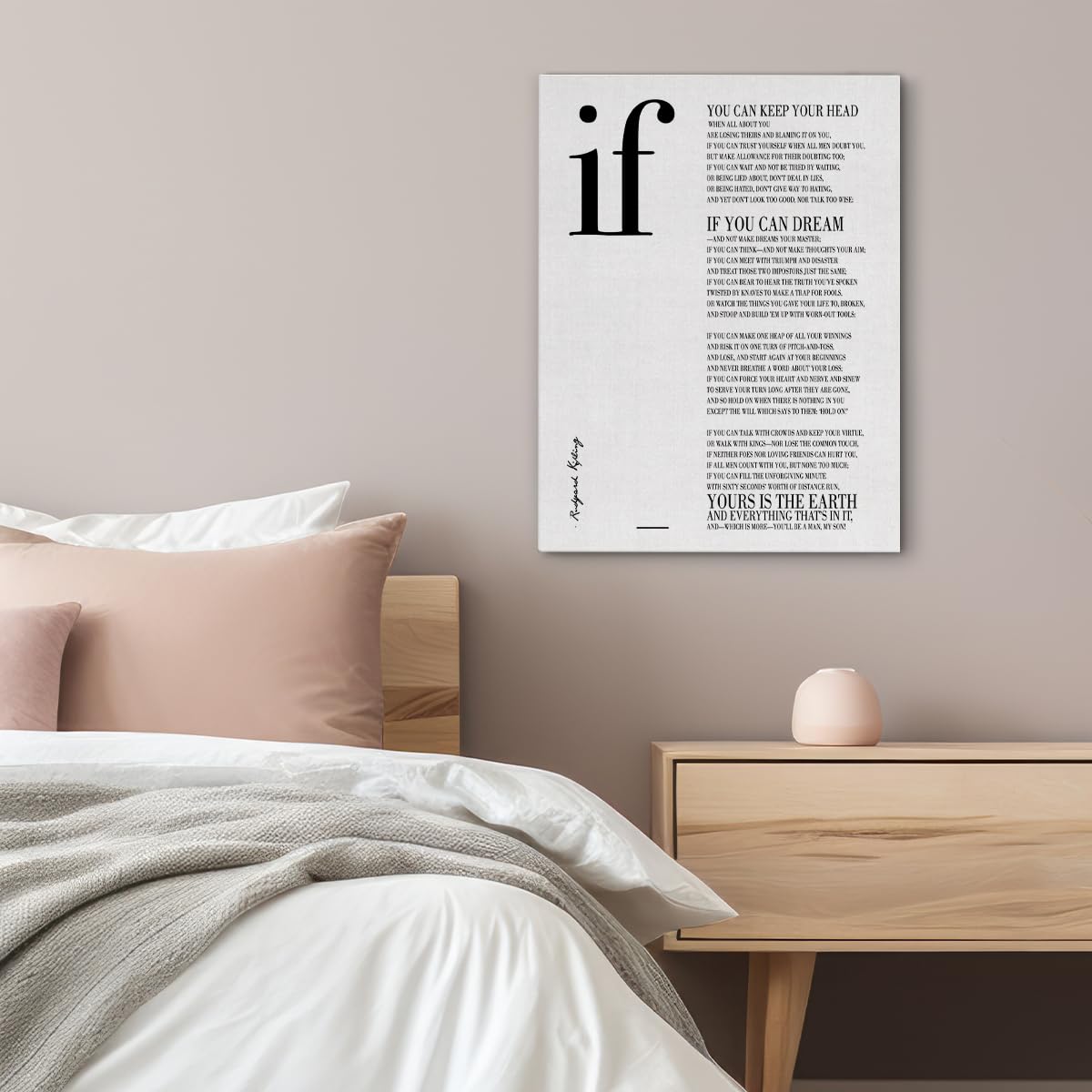 Inspirational Canvas Wall Art If Poem Positive Print Framed Painting Artwork Ready to Hang Modern Home Office Wall Decor 15x11.5 Inches