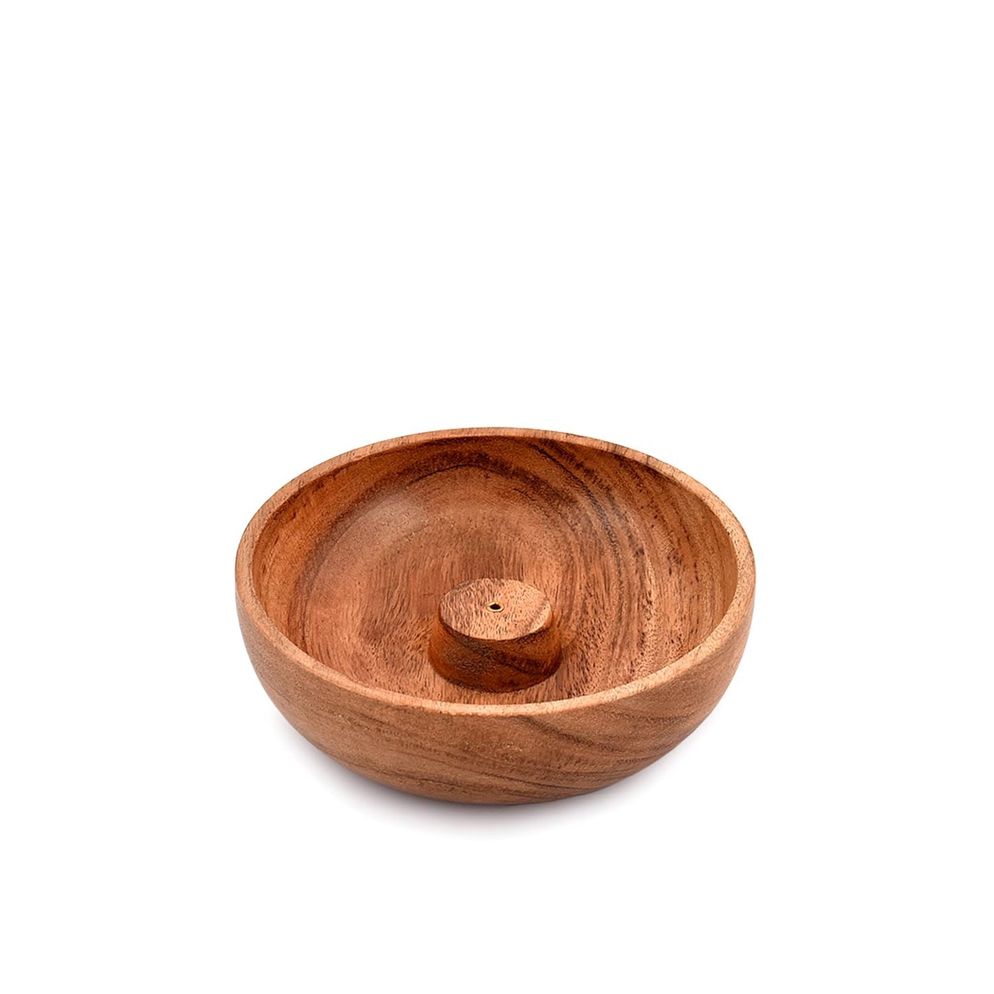 Samhita Acacia Wood Round Incense Stick Holder,Incense Burner, Ash Cather and Aromatherapy Ornament Home Décor (5" x 5" x 1.5")