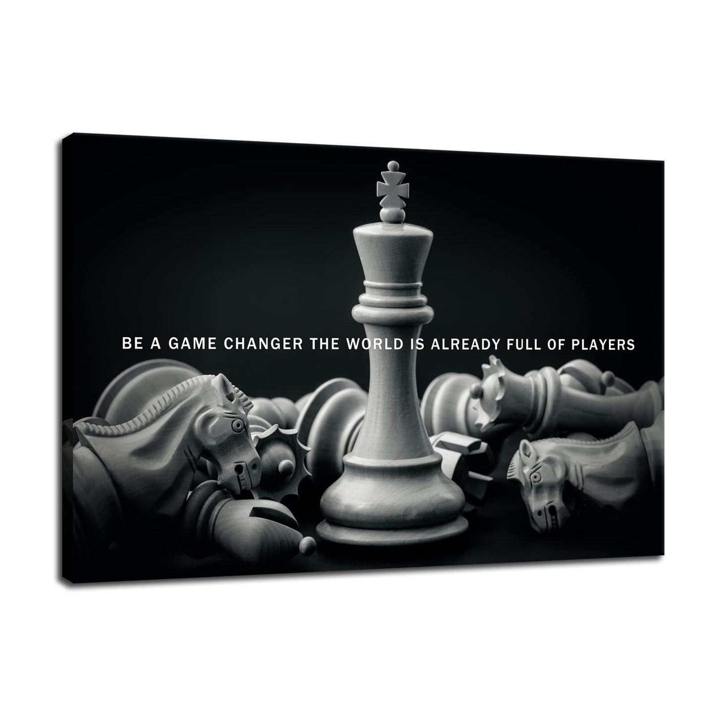 Be A Game Changer The World Is Already Full Of Players Inspirational Wall Art International Chess Motivational Poster Canvas Painting Prints Wall Pictures for Home Decor Framed Artwork [12''W x 18''H]
