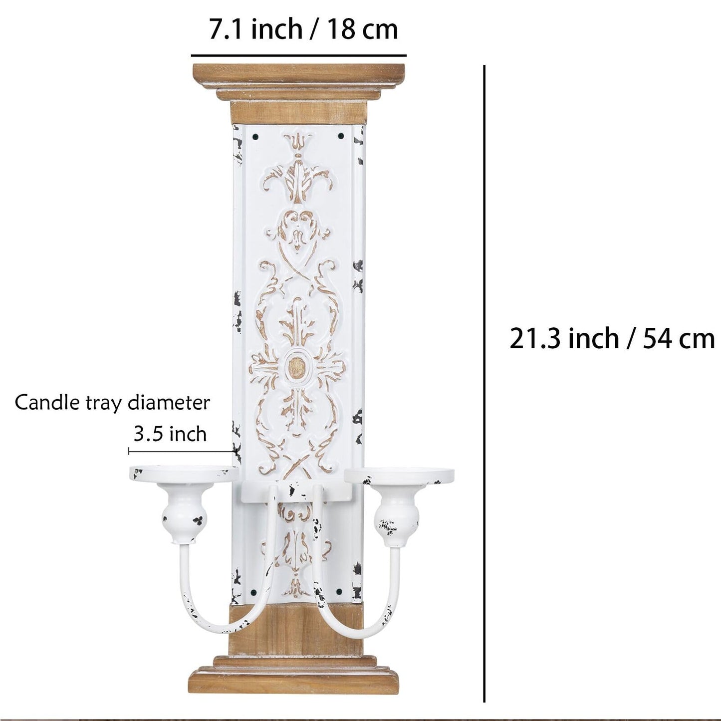 AIM & GGKK Large Wall Candle Sconce Holder,Set of 2 Wall Mounted Candle Holder for Home,Living Room, Dining Room,Rustic Farmhouse Boho Decorations