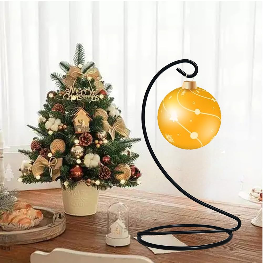 MADOCEGO Black Ornament Display Stand,Iron Hanging Stand Rack Holder for Hanging Glass Globe Air Plant Terrarium,Christmas Ornament and Home Office Party Decoration (Black)