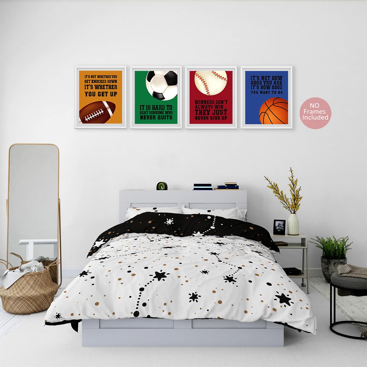 MTL HOE Inspirational Wall Art Posters Decor Print Of Boys Room Motivational Art Of Sports Positive Quotes Basketball Football Baseball Soccer Wall Decor For Boys Bedroom Playroom Classroom