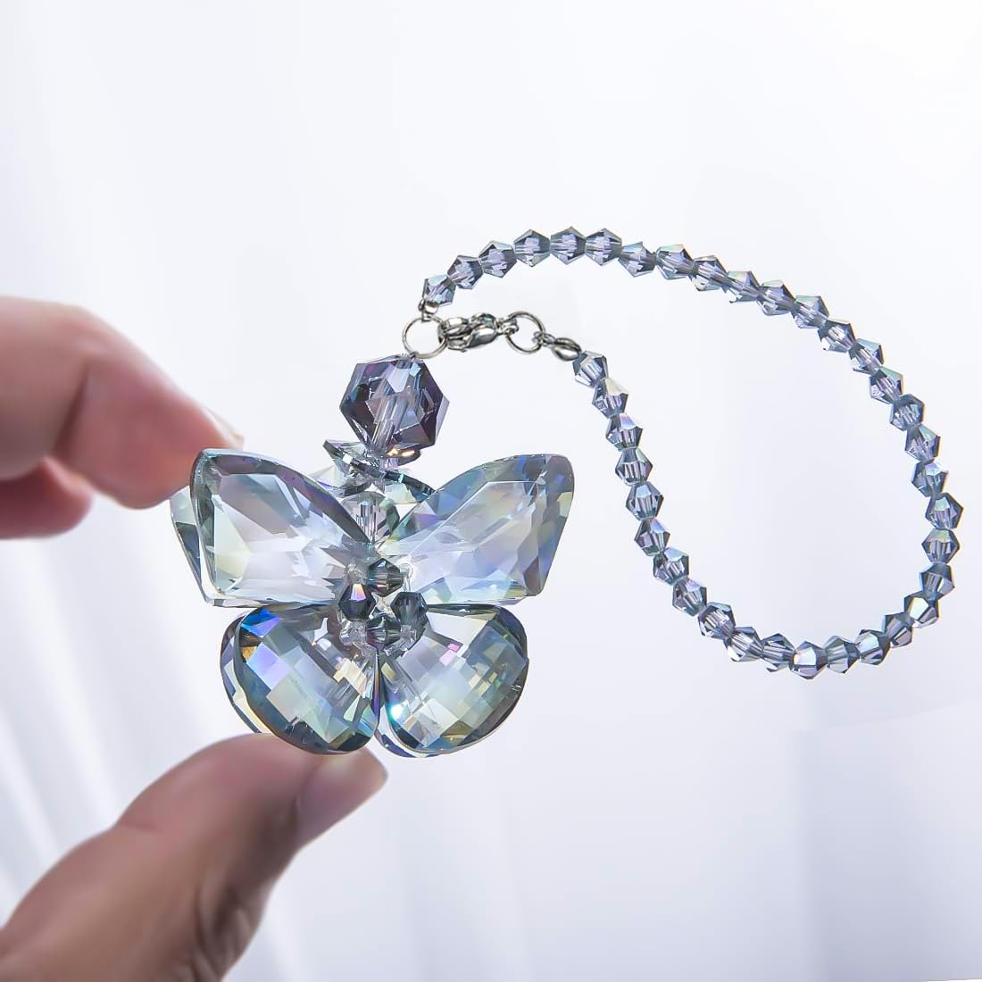 H&D HYALINE & DORA Crystal Glass Butterfly Car Key Charm Mirror Hanging Ornaments Gift (Butterfly-1)